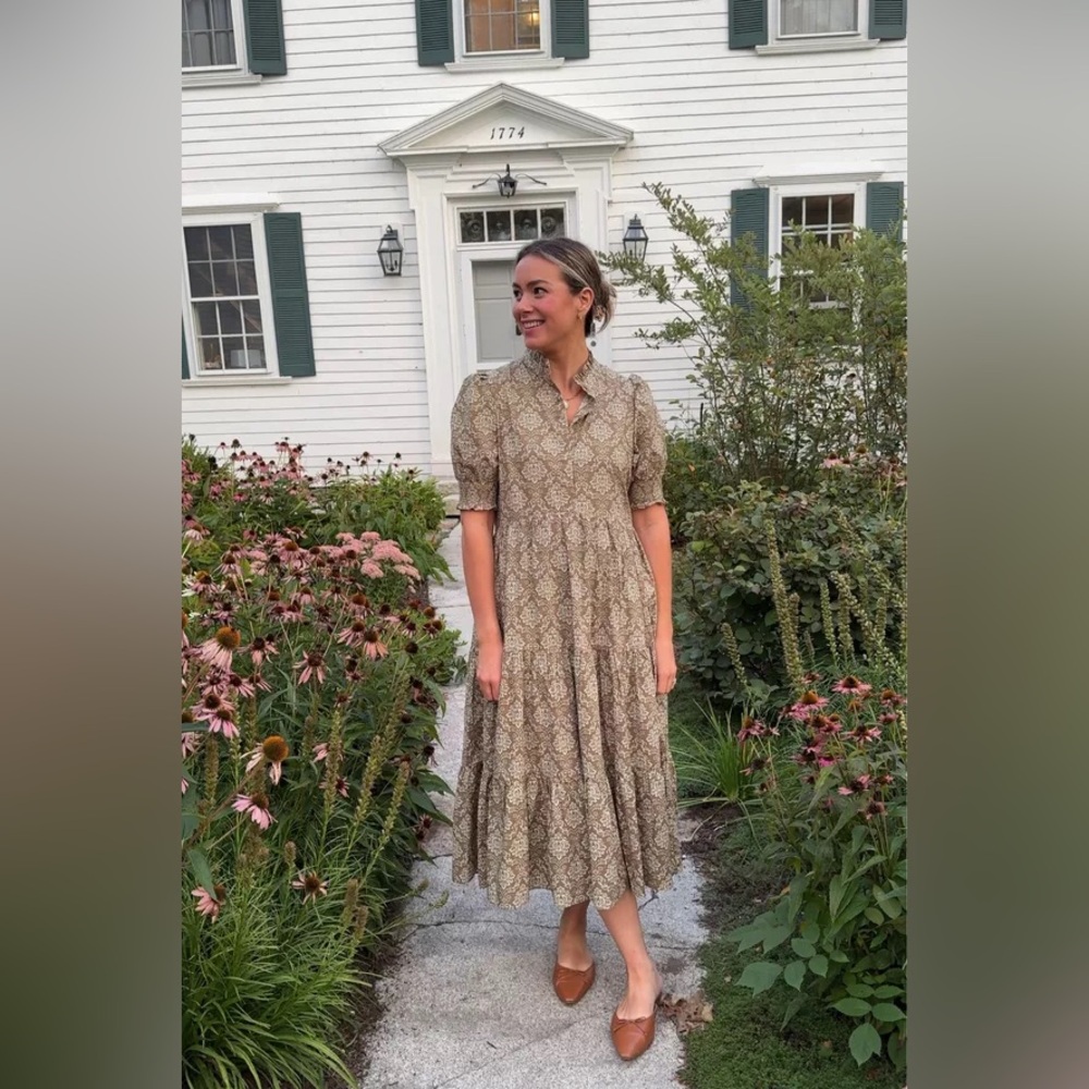 Tuckernuck Hyacinth House Moss Print Green Midi Dress - Picture 4 of 10
